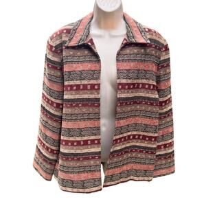 Alfred Dunner | Sz 14 Earthy Woven Open Front Jacket